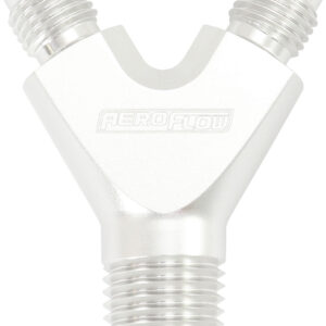 AEROFLOW 1/4" NPT Y BLOCK TO 2 x -3AN MALE FITTINGS NITROUS NOS SILV