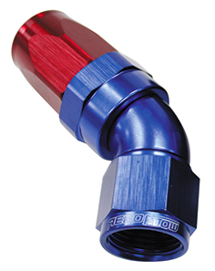 Aeroflow 45 Deg Hose End -08AN Blue Full Flow Taper Style