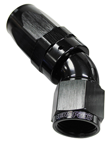 Aeroflow 45 Deg Hose End -10AN Black Full Flow Taper Style