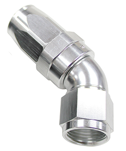 Aeroflow 45 Deg Hose End -20AN Silver Full Flow Taper Style