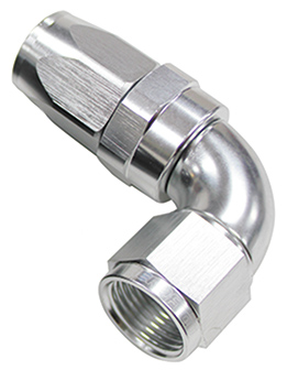 Aeroflow 90 Deg Hose End -12AN Silver Full Flow Taper Style