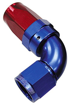 Aeroflow 90 Deg Hose End -16AN Blue Full Flow Taper Style