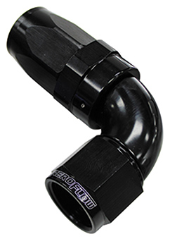 Aeroflow 90 Deg Hose End -16AN Black Full Flow Taper Style