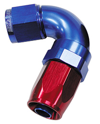 Aeroflow 120 Deg Hose End -8AN Blue Full Flow Taper Style
