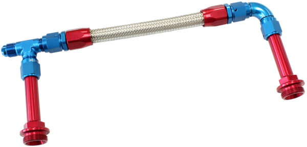 AEROFLOW HOLLEY DUAL INLET RAIL -6AN BLUE SUIT 2X METERING BLOCKS