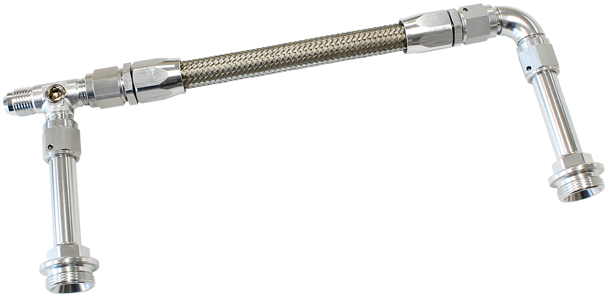 AEROFLOW HOLLEY DUAL INLET RAIL -6AN SILVER SUIT 2X METERING BLOCKS