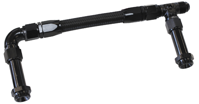 Aeroflow Holley Dual Inlet Rail -8AN Black Suit 2X Metering Blocks