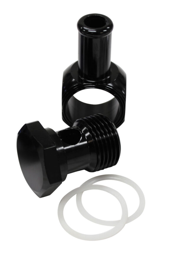 AEROFLOW EDELBROCK CARB INLET BANJO BLACK 5/8-20 TO MALE 3/8 BARB
