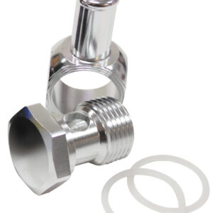 AEROFLOW EDELBROCK CARB INLET BANJO SILVER 5/8-20 TO MALE 3/8 BARB