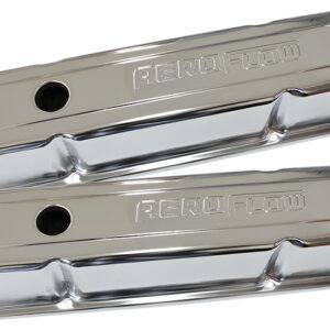 AEROFLOW STEEL VALVE COVERS, SBC TALL CHROME WITH AEROFLOW LOGO