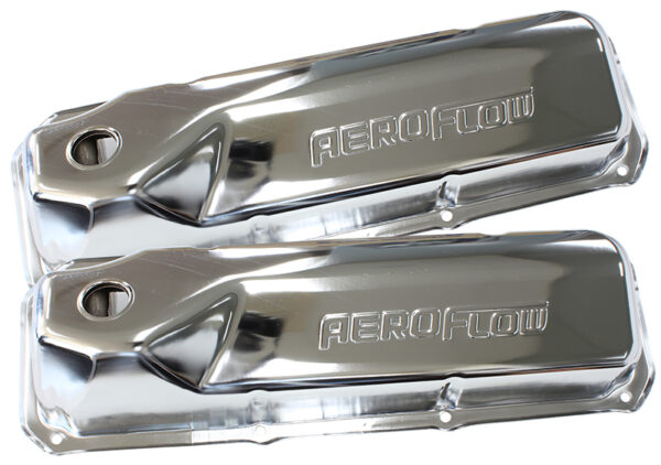 AEROFLOW 302 351C FORD STEEL VALVE COVERS CHROME WITH AF LOGO