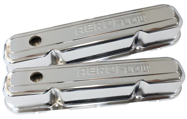 AEROFLOW STEEL VALVE COVERS CHRYSLER SBCHROME WITH AEROFLOW LOGO