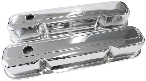 AEROFLOW STEEL VALVE COVERS, CHRYSLER SB, CHROME WITHOUT LOGO