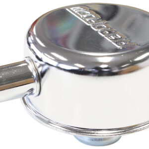 AEROFLOW Chrome valve cover breather Push in with 5/8" spout w/logo