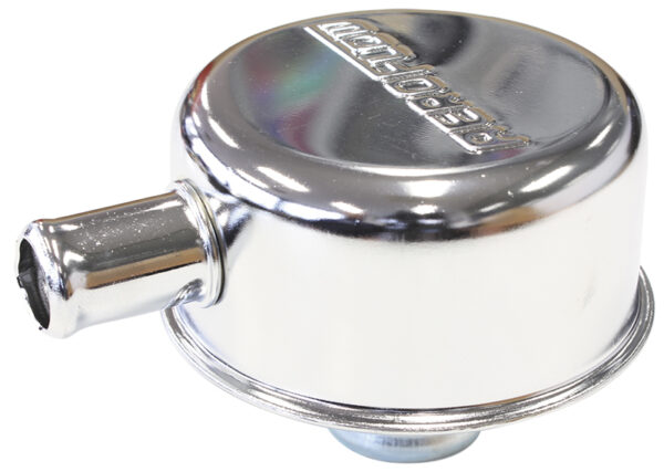 AEROFLOW Chrome valve cover breather Push in with 5/8" spout w/logo