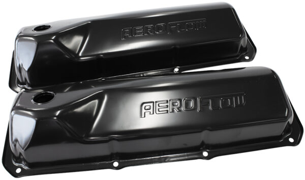 AEROFLOW 302 351C FORD STEEL VALVE COVERS BLACK WITH AF LOGO