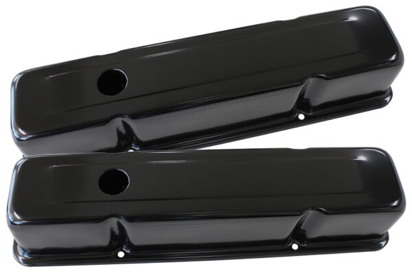 AEROFLOW STEEL VALVE COVERS, SBC TALL BLACK WITHOUT LOGO