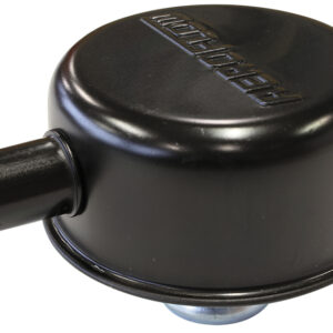 AEROFLOW Black valve cover breather Push in, with 5/8" spout w/log