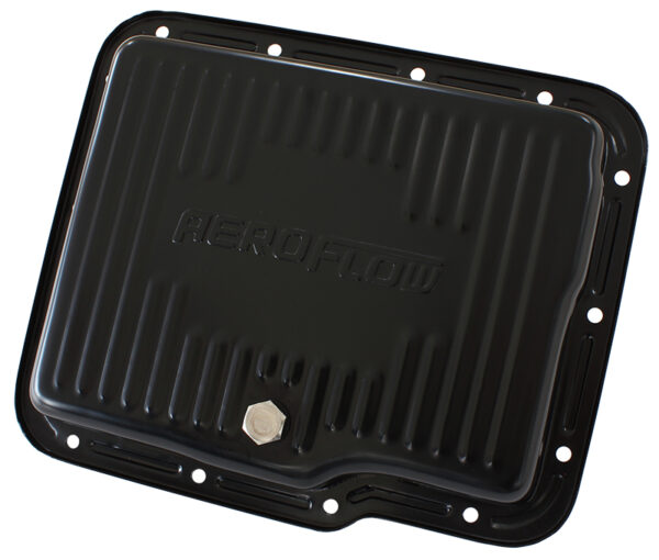 AEROFLOW GM POWERGLIDE TRANSMISSION PANSTD DEPTH BLACK W/ DRAIN PLUG