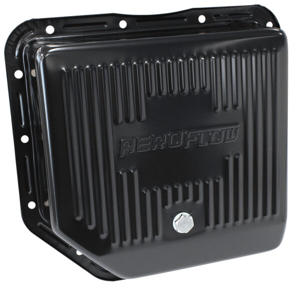AEROFLOW TH350 DEEP TRANSMISSION PAN BLACK W/ DRAIN PLUG