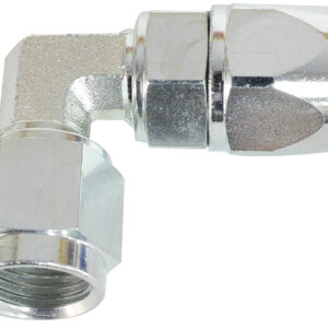 Aeroflow Steel 90 Deg Hose End -3AN Steel Swivel Suit Teflon