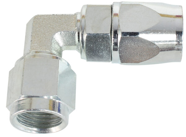 Aeroflow Steel 90 Deg Hose End -3AN Steel Swivel Suit Teflon