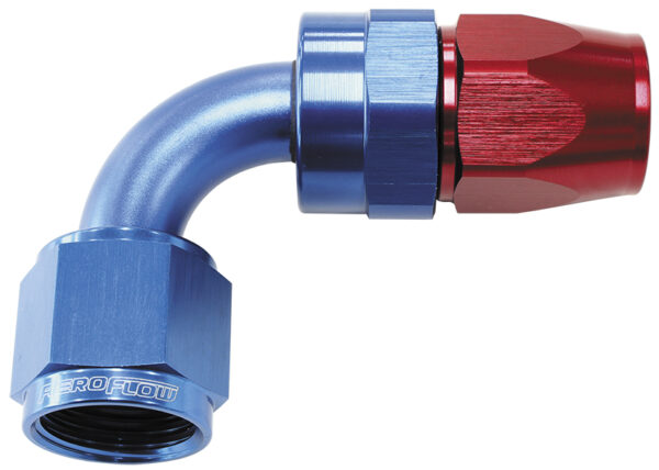 Aeroflow Alloy 90 Deg Hose End -6AN Blue Full Swivel Suit Teflon