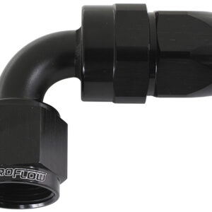 Aeroflow Alloy 90 Deg Hose End -6AN Black Full Swivel Suit Teflon