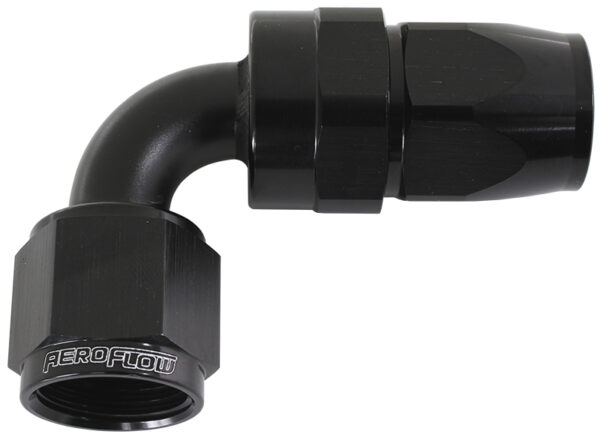 Aeroflow Alloy 90 Deg Hose End -6AN Black Full Swivel Suit Teflon