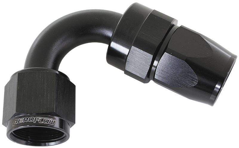 Aeroflow Alloy 120 Deg Hose End -4AN Black Full Swivel Suit Teflon