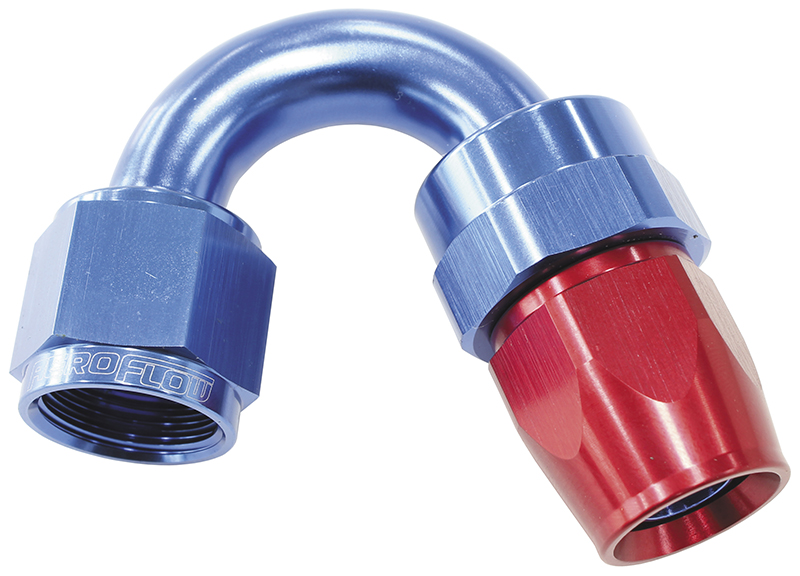 Aeroflow Alloy 150 Deg Hose End -4AN Blue Full Swivel Suit Teflon