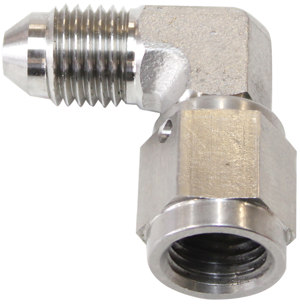 AEROFLOW S/S 90 DEG FEMALE - MALE -4AN STAINLESS STEEL SWIVEL NUT