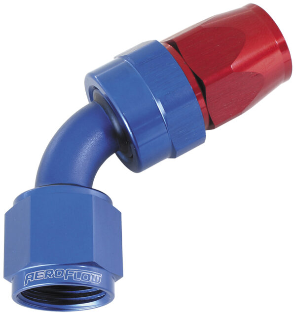 Aeroflow Alloy 60 Deg Hose End -3AN Blue Swivel Nut Suit Teflon