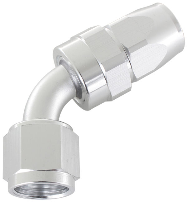 Aeroflow Alloy 60 Deg Hose End -6AN Silver Swivel Nut Suit Teflon