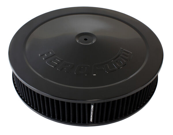AEROFLOW 14" X 3" AIR CLEANER ASSY 7-5/16" FLAT BASE BLACK COTTON