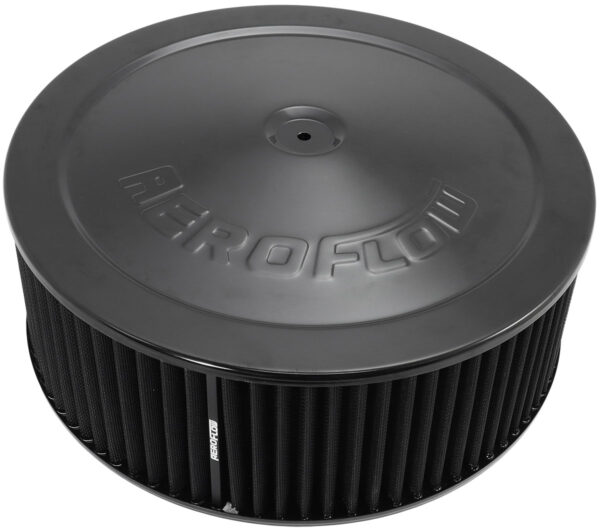 AEROFLOW 14" X 5" AIR CLEANER ASSY 5-1/8" DROPBASE BLACK, COTTON