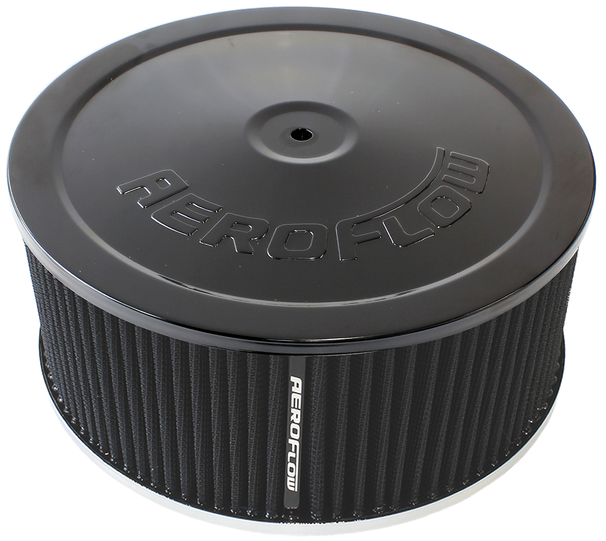AEROFLOW 9" X 4" AIR CLEANER ASSEMBLY7-5/16" FLAT BASE BLACK COTTON