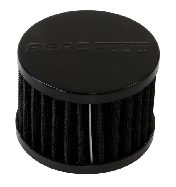 AEROFLOW 1-1/4" PUSH IN BREATHER FILTER3" O.D,2-1/2" H,BLACK TOP