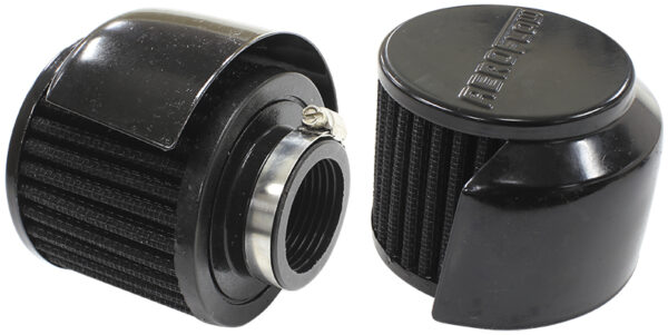 AEROFLOW 1-3/8" BREATHER FILTER WITH SHIELD 3"O.D,2-1/2"H BLACK TOP