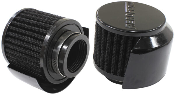 AEROFLOW 1-1/2" BREATHER FILTER WITH SHIELD 3"O.D,2-1/2"H BLACK TOP