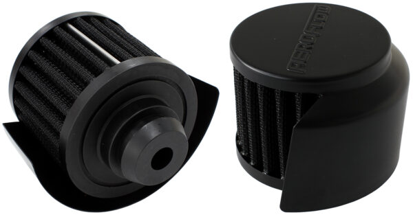 AEROFLOW 1-1/4" PUSH IN BREATHER WITH SHIELD 3"O.D 2-1/2"H BLACK TOP