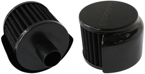 AEROFLOW 1" PUSH IN BREATHER W/ SHIELD3" O.D,2-1/2" H, BLACK TOP