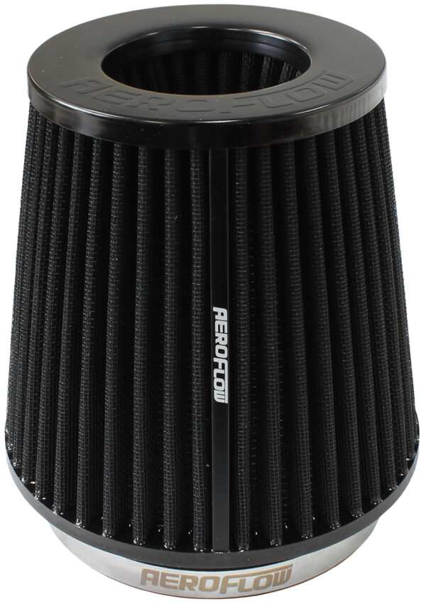 AEROFLOW 5" CLAMP-ON INV TAPERED FILTER4.5 / 6.5 O.D, 6" H BLACK