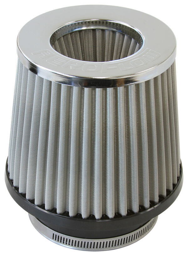 AEROFLOW 3" I.D CLAMP ON POD FILTER S/SELEMENT, CHROME INVERTE 5" LON