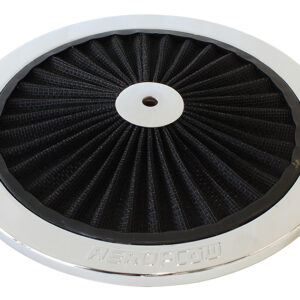 AEROFLOW 9" CHROME FULL FLOW TOP PLATE BLACK COTTON HI FLOW & FILTRAT