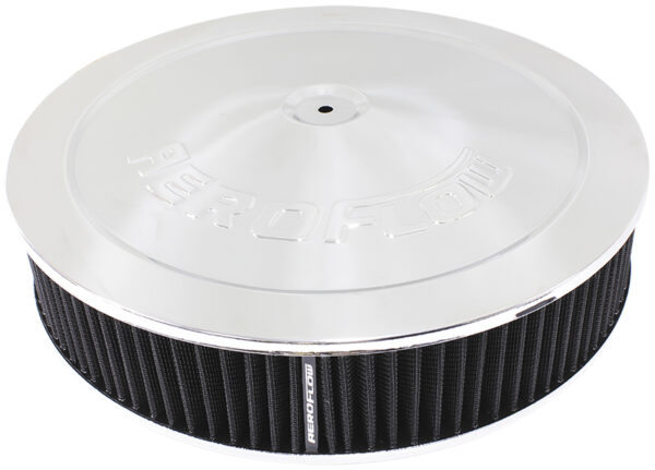 AEROFLOW 14" X 3" AIR CLEANER ASSY 7-5/16" FLAT BASE CHROME COTTO