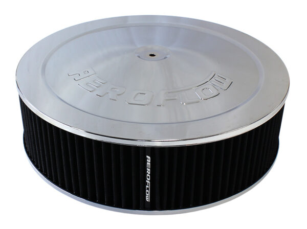 AEROFLOW 14" X 4" AIR CLEANER ASSY 5-1/8" DROPBASE CHROME, COTTON