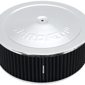 AEROFLOW 14" X 5" AIR CLEANER ASSY 5-1/8" DROPBASE CHROME, COTTON