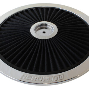 AEROFLOW 14" CHROME FULL FLOW TOP PLATEBLACK COTTON HI FLOW & FILTRAT