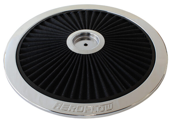 AEROFLOW 14" CHROME FULL FLOW TOP PLATEBLACK COTTON HI FLOW & FILTRAT